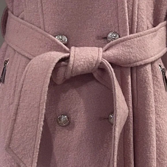 Guess Double Breasted Wool Blend Belted Pea Coat - Picture 14 of 15